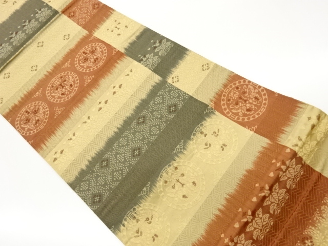 JAPANESE FUKURO OBI / MATELASSE / WOVEN FLOWERS